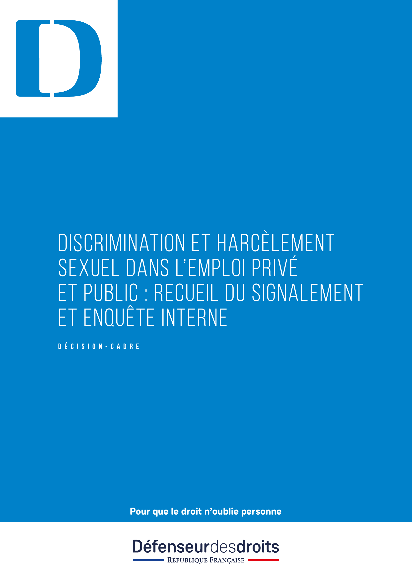 Décision-Cadre du Défenseur des Droits