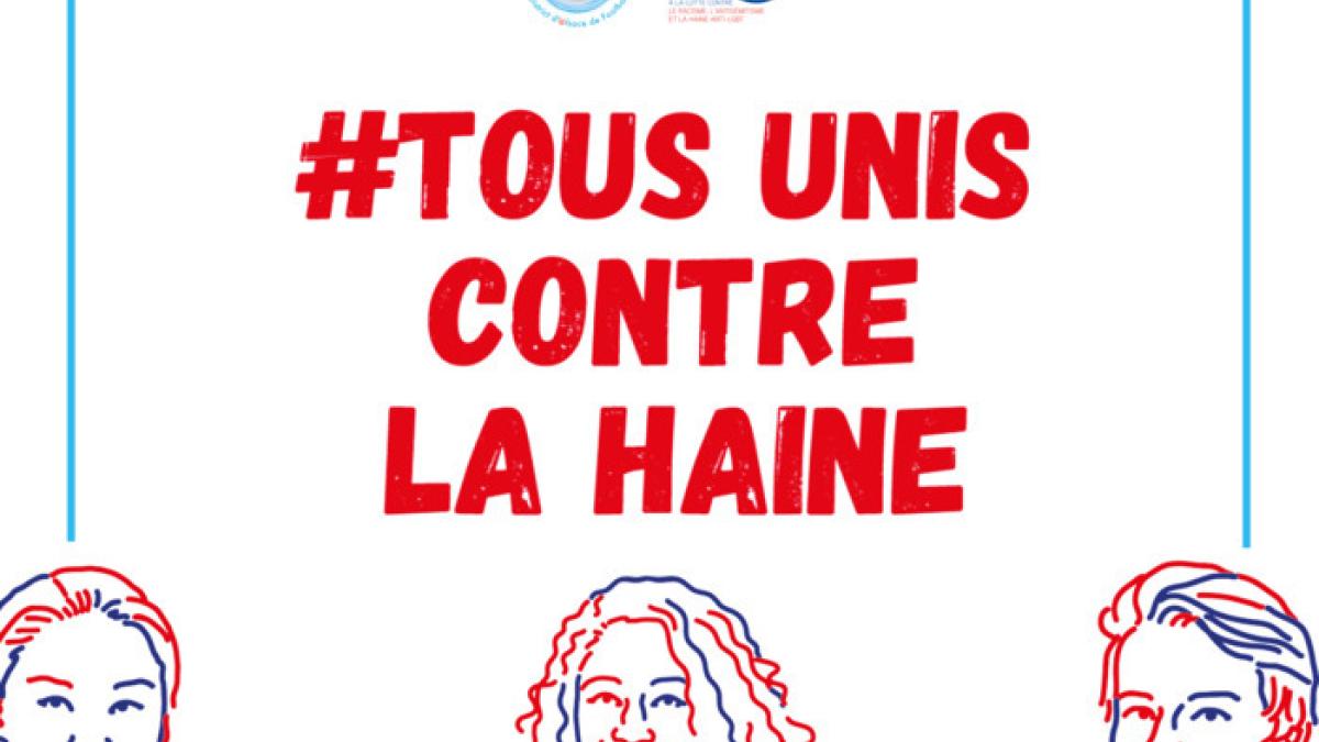 Affiche "TOUS UNIS CONTRE LA HAINE"