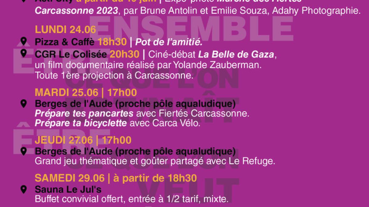 Programme de la Marche des Fiertés de Carcassonne